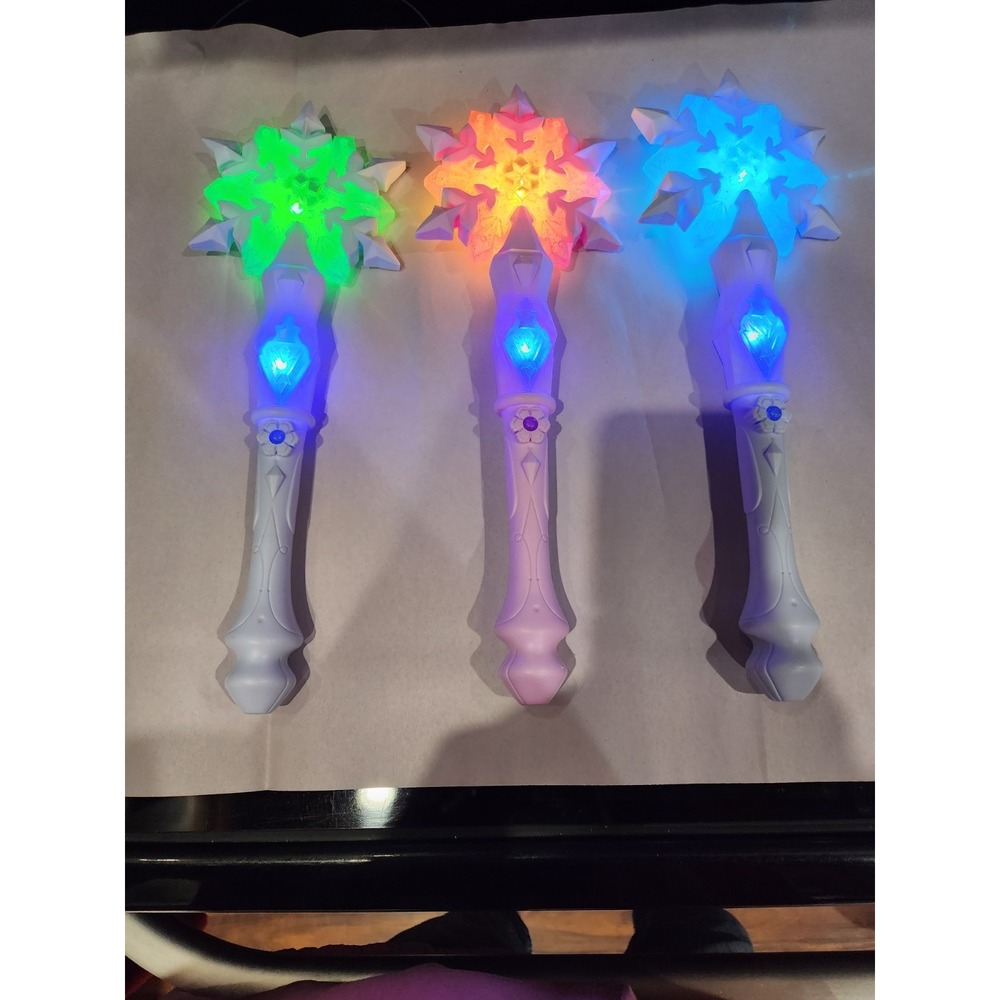 (3) Frozen Light Up Snowflake Wands, 13", 2 -Blue, 1-Pink, Lights & Sounds Work! - Picture 12 of 16